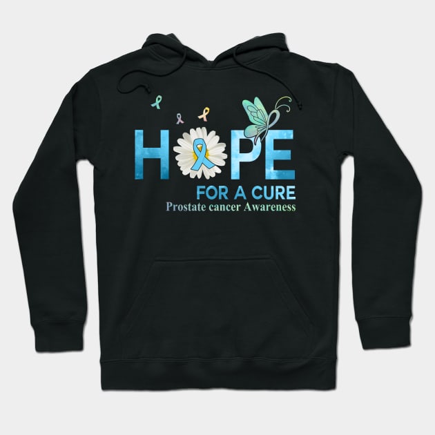 Hope For A Cure  Butterfly Flower  Prostate cancer Hoodie by HomerNewbergereq